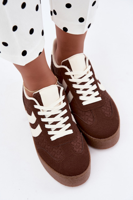 Bruine sneakers met platform en bandjes Kaya
