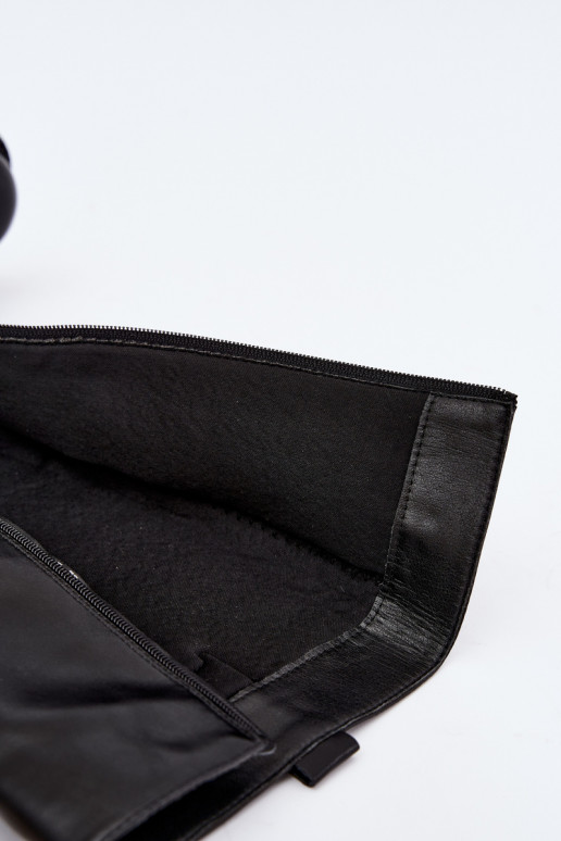 Dames lange laarzen met decoratieve details in zwarte kleur Rileta