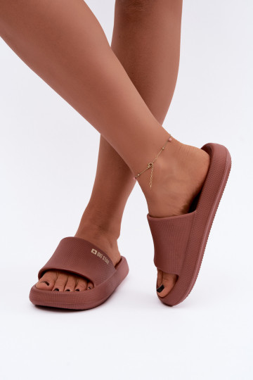 Dames lichte slippers Big Star UU274088 in bruine kleur 2