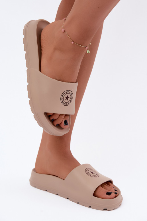 Dames lichte slippers Big Star UU274074 in zandkleur