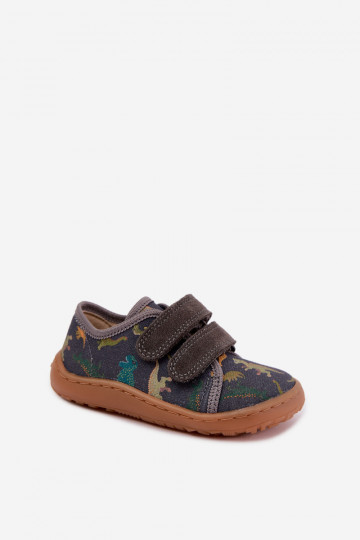 Kinderslippers Barefoot met dinosaurussen Froddo Canvas G1700440-31 Grijs