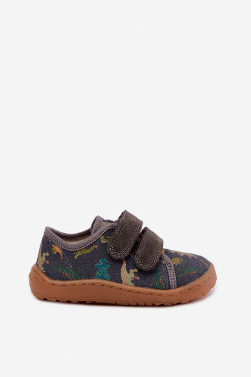 Kinderslippers Barefoot met dinosaurussen Froddo Canvas G1700440-31 Grijs 2