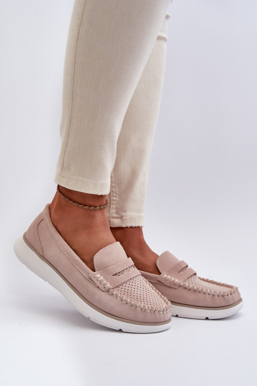 Suède loafers op platform Sergio Leone SP012 beige