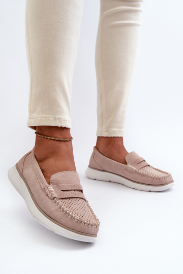 Suède loafers op platform Sergio Leone SP012 beige 2