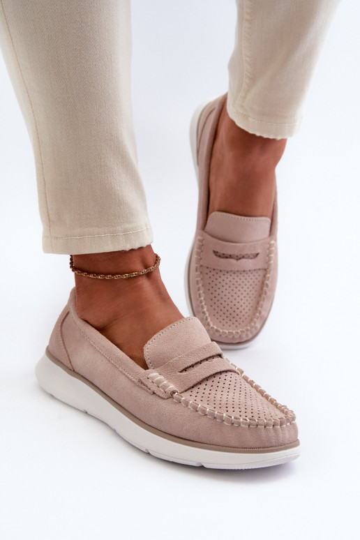 Suède loafers op platform Sergio Leone SP012 beige