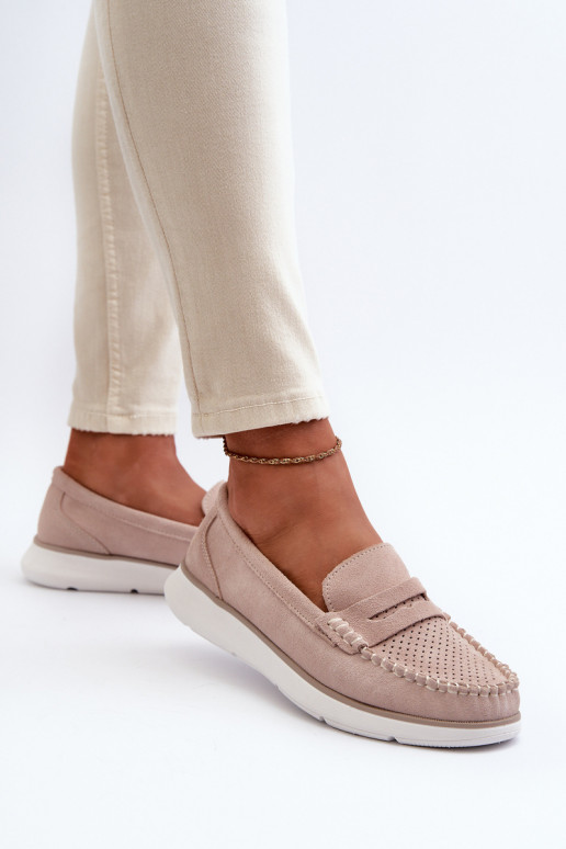 Suède loafers op platform Sergio Leone SP012 beige