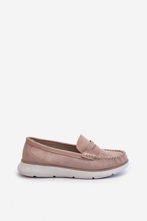 Suède loafers op platform Sergio Leone SP012 beige