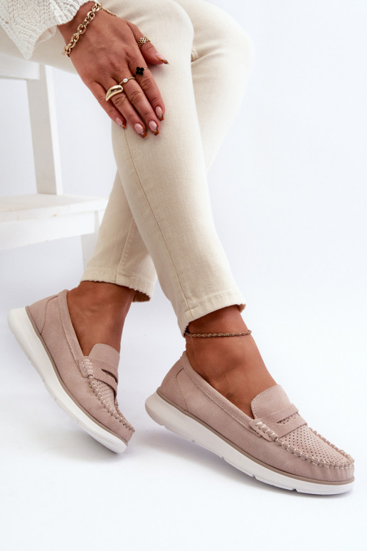 Suède loafers op platform Sergio Leone SP012 beige
