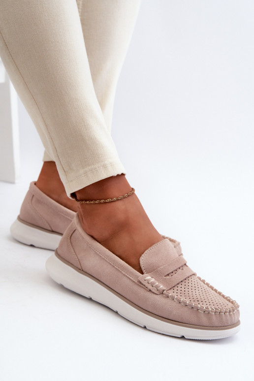 Suède loafers op platform Sergio Leone SP012 beige