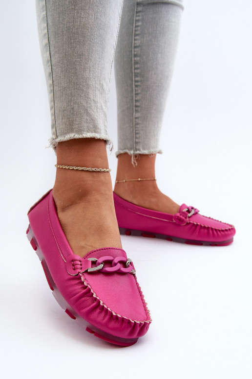 Leren dames loafers met ornamenten S.Barski LR339 roze