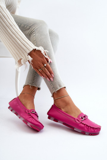 Leren dames loafers met ornamenten S.Barski LR339 roze 2