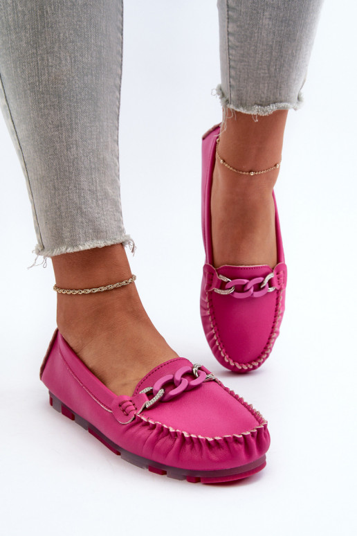 Leren dames loafers met ornamenten S.Barski LR339 roze