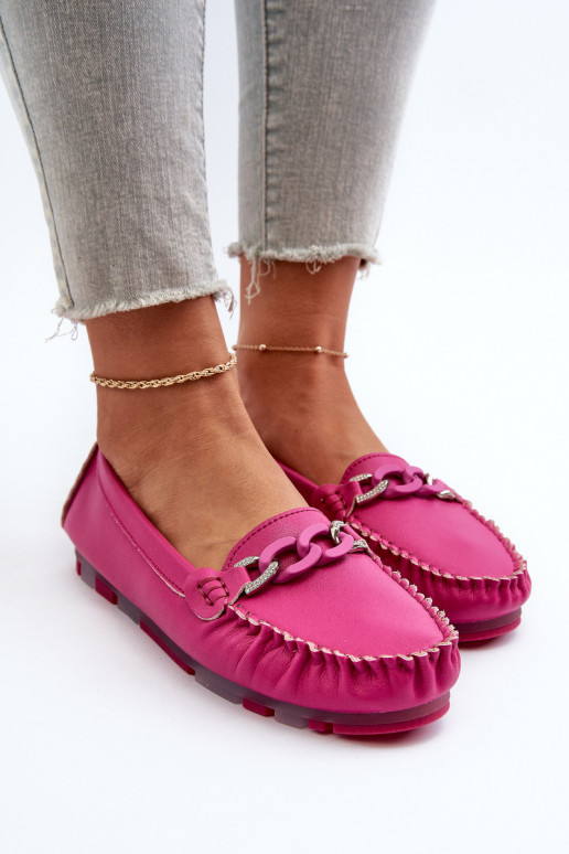 Leren dames loafers met ornamenten S.Barski LR339 roze