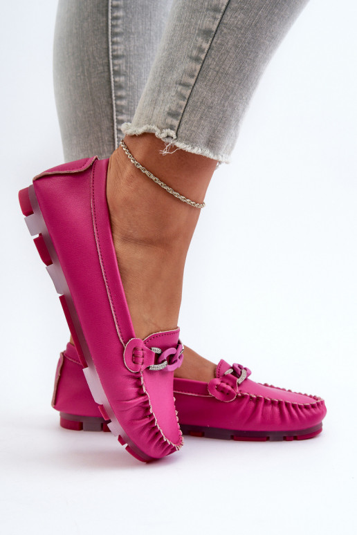 Leren dames loafers met ornamenten S.Barski LR339 roze