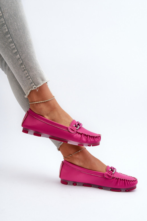 Leren dames loafers met ornamenten S.Barski LR339 roze