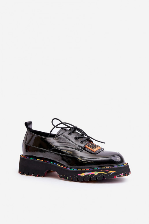 Gelakte dameschoenen met veters Artiker 55C0499 zwart