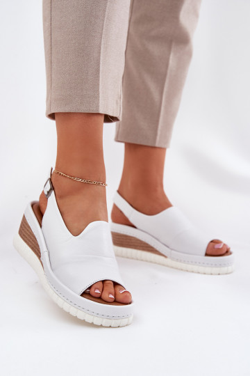 Leren dames sandalen op platform Artiker 56C0918 wit