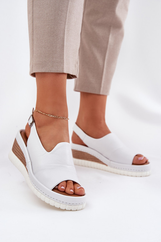 Leren dames sandalen op platform Artiker 56C0918 wit