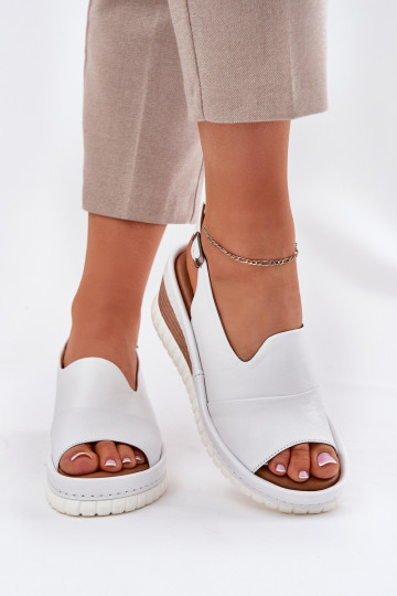 Leren dames sandalen op platform Artiker 56C0918 wit 2