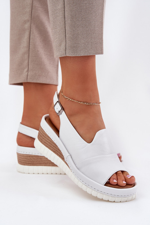 Leren dames sandalen op platform Artiker 56C0918 wit
