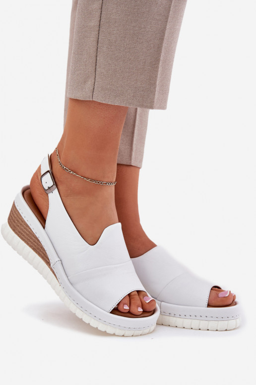 Leren dames sandalen op platform Artiker 56C0918 wit