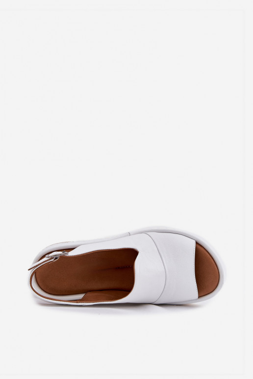 Leren dames sandalen op platform Artiker 56C0918 wit