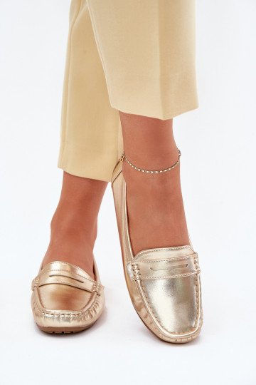 Loafers voor dames van kunstleer goud Lenvie 2