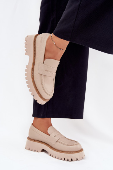 Dames loafers op platform en platte schoenen Big Star NN274050 beige 2