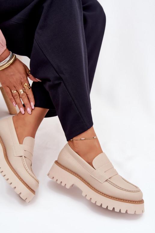 Dames loafers op platform en platte schoenen Big Star NN274050 beige