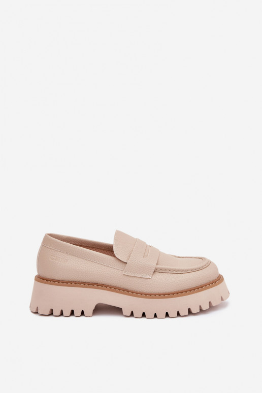 Dames loafers op platform en platte schoenen Big Star NN274050 beige