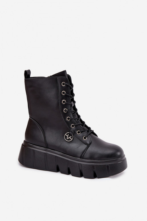 Geïsoleerde dames werkankleboots op platform Vinceza 58588 zwart