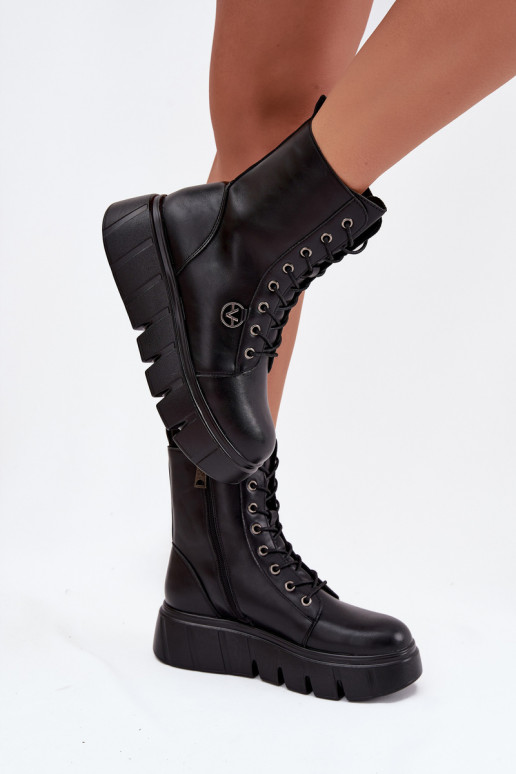 Geïsoleerde dames werkankleboots op platform Vinceza 58588 zwart