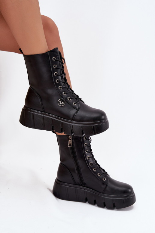 Geïsoleerde dames werkankleboots op platform Vinceza 58588 zwart