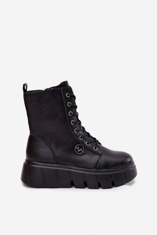 Geïsoleerde dames werkankleboots op platform Vinceza 58588 zwart