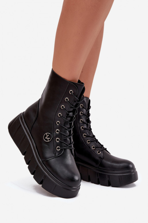 Geïsoleerde dames werkankleboots op platform Vinceza 58588 zwart