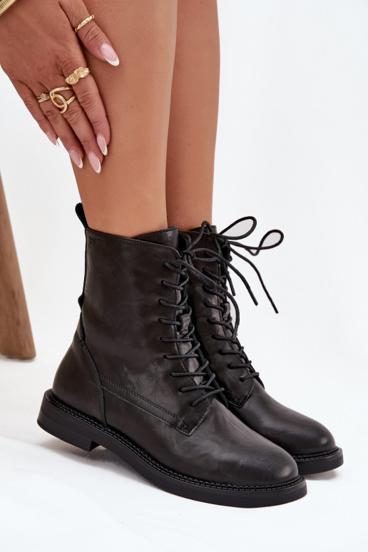 Leren geïsoleerde dames werkankleboots Big Star SS274480 zwart