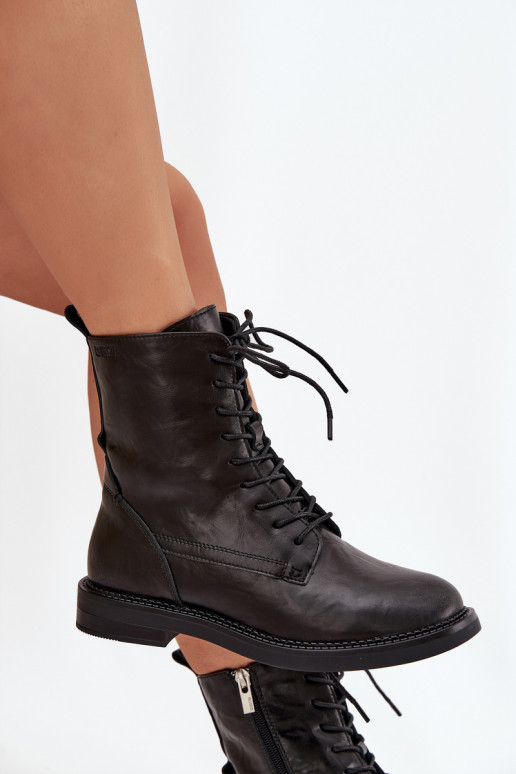 Leren geïsoleerde dames werkankleboots Big Star SS274480 zwart
