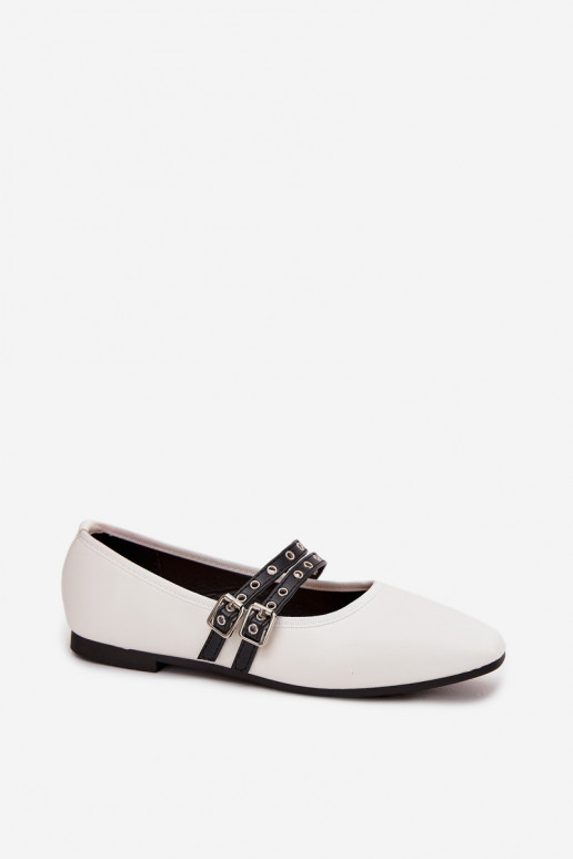 Witte ballerina's met linten Deliora