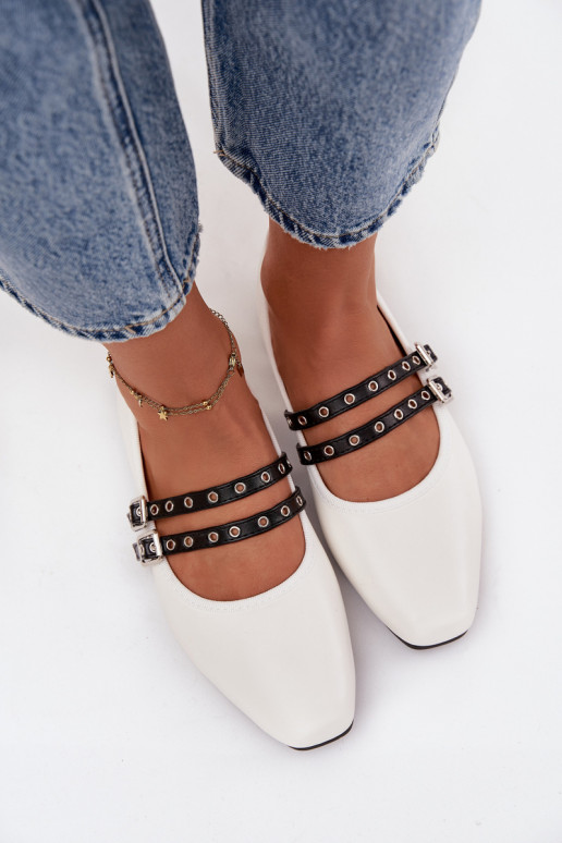 Witte ballerina's met linten Deliora