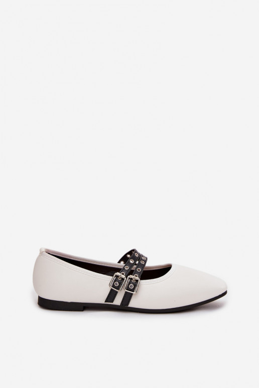 Witte ballerina's met linten Deliora