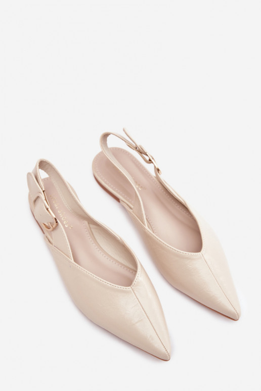 Zandkleurige gepatineerde ballerina's met gespen Rinalle