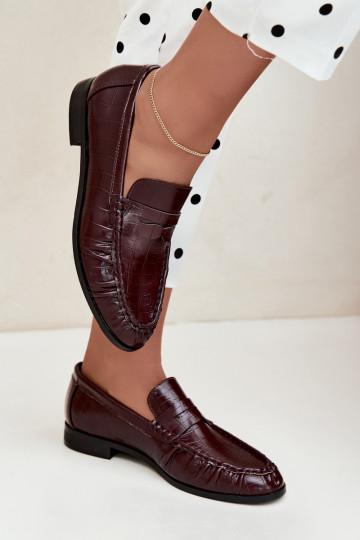 dames mocassins met ruches en reliëf in bordeaux Dalmy 2