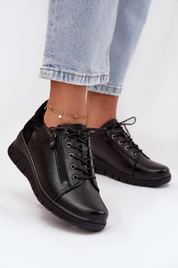 Dames leren platform schoenen Vinceza 39964 zwart 2