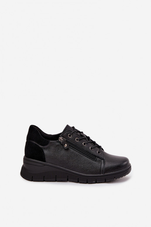 Dames leren platform schoenen Vinceza 39964 zwart