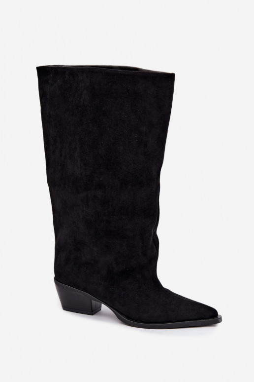 instaplaarzen met hakken van faux suede zwart Casella