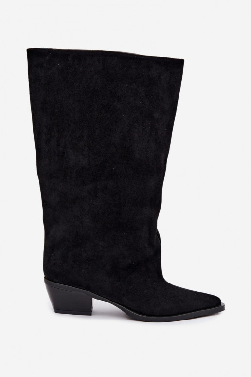 instaplaarzen met hakken van faux suede zwart Casella