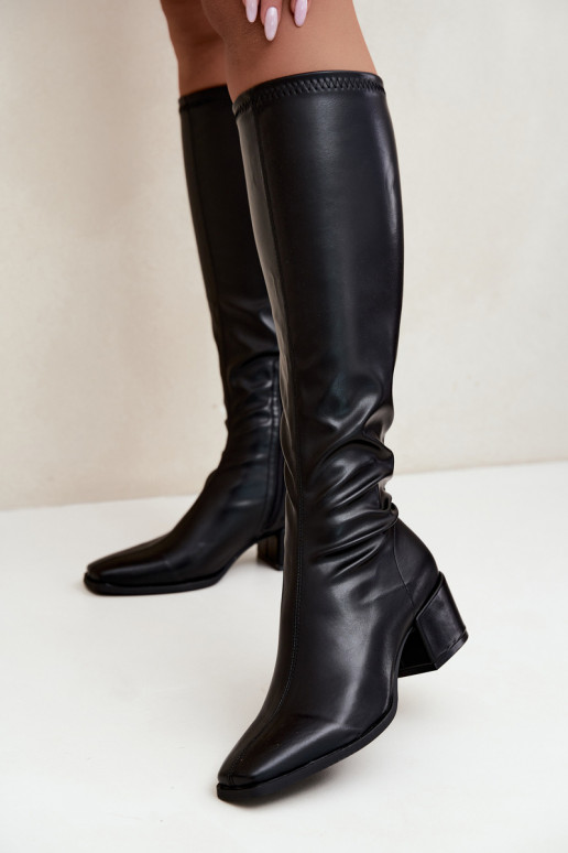 dames hoge laarzen met veterschaft op lage hak van faux suede karamelkleurig Gisellea