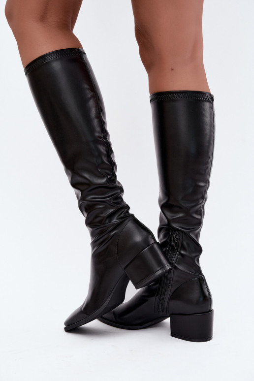 dames hoge laarzen met veterschaft op lage hak van faux suede karamelkleurig Gisellea