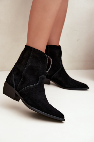 cowboy-stijl enkellaarsjes met hakken in zwart suede Norelle 2