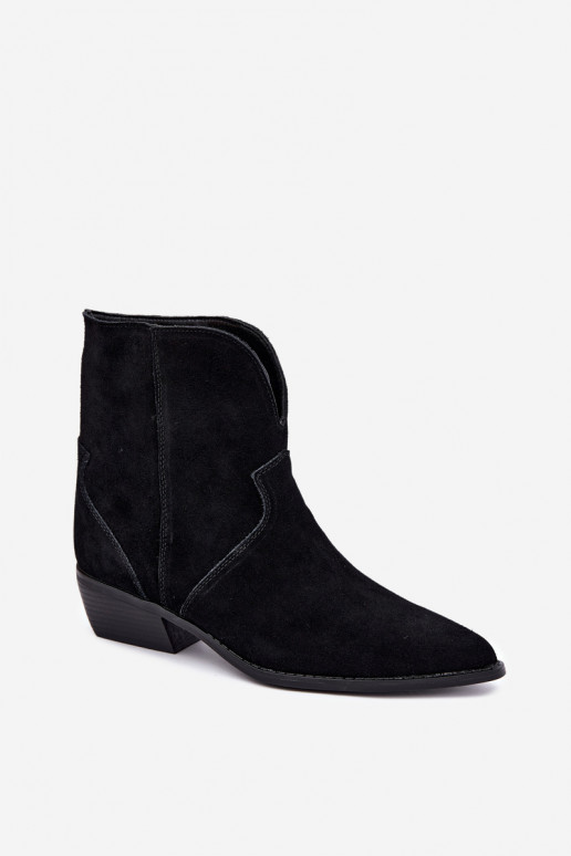 cowboy-stijl enkellaarsjes met hakken in zwart suede Norelle